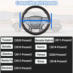 Auto Car Steering Wheel Cover for Hyundai,Tucson,Sonata,Elantra,Santa Fe,Genesis,Sonata Hybrid,Azera,Venue,Kona, 14.5-15 inches(Red-Standard Size)