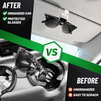 2 Pack Sunglasses Holder for Car, One-Handed-Operation Visor Sunglass Holder Clip, Easy Access Storage for Driving,Universal Fits (White)