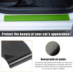 4 PCS Car Door Sill Protectors, Anti Scratch Carbon Fiber Auto Threshold Cover Strips, Decorative Door Entry Edge Scuff Sticker Universal for Most Vehicles, Car Accessories (Green 3D)