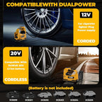 Cordless Tire Inflator Air Compressor Compatible with Dewalt 20V Battery,160PSI Portable LED Light Handheld Pump with Digital Pressure Gauge Cars Motorcycles Bikes Balls(Battery Not Included)