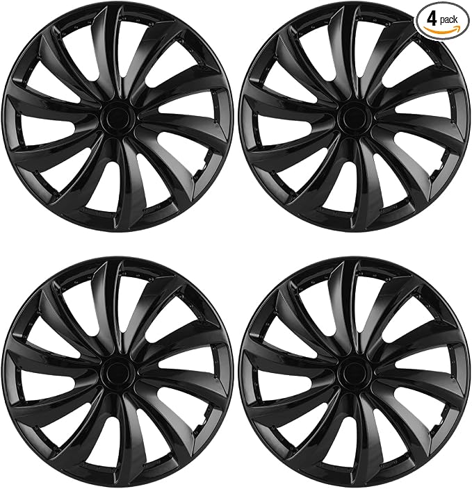 Hubcap Wheel Covers Hub Caps 16 Inch Set of 4 Black & Silver Universal Wheel Rim Cover R16 Stylish Car Decor Wheel Covers for Toyota Camry Nissan Mazda (black-11, 16 inch)