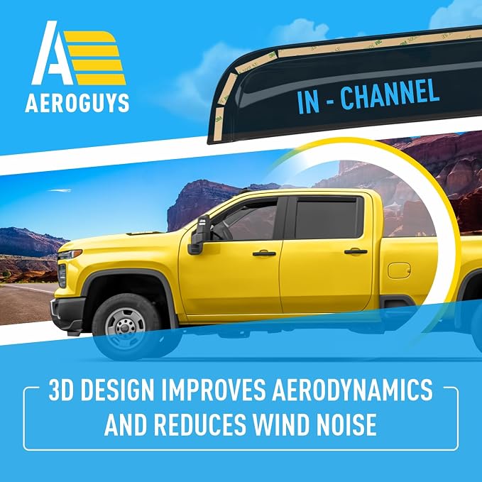 Extra Durable Window Deflectors In-Channel Visors Rain Guards Fit for Chevy Silverado/Sierra 2500HD/3500HD 2020-2026 Crew Cab, Sun Visors, Wind Vent for Shades, Exterior Car Accessories - 4pcs. AG0141
