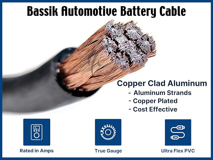 Bassik 1/0 Gauge AWG Primary Automotive Battery Power/Ground Wire Cable - Red 100 Feet