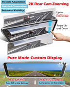 Real OEM Rear View Mirror Camera with Detached Front Lens, Mirror Dash Cam 10" Full Touch Screen for Car, 2K Zoom, IMX 307 HDR, STARVIS Night Vision, Built-in GPS, ASX II V2.0