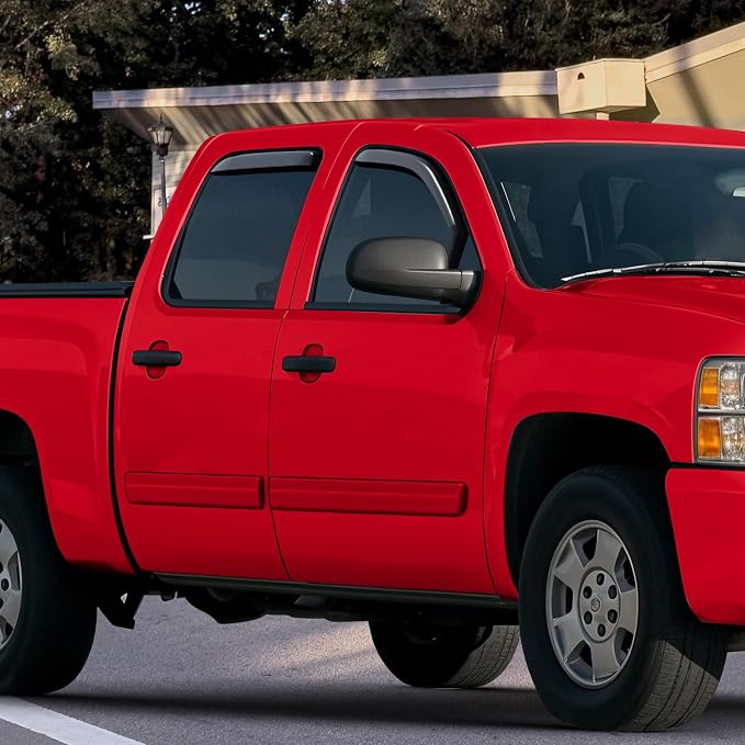 Voron Glass in-Channel Extra Durable Rain Guards for Trucks Chevrolet (Chevy) Silverado/GMC Sierra 2007-2013 Crew Cab, Window Deflectors, Vent Window Visors, 4 Pieces - 220002