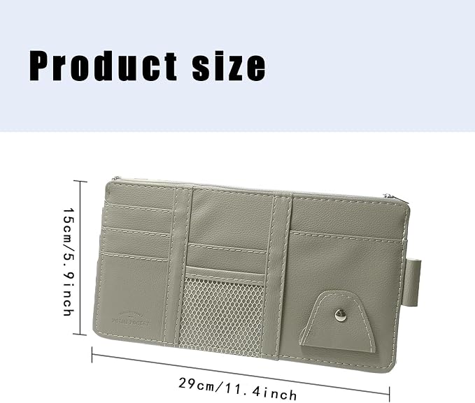 Car Sun Visor Organizer, Visor Organizer Auto Car visor Storage Organizer Sun Visor Storage Organizer with Pockets Car Visor Storages Pouch Truck Visor Organizer for Men Women(Grey)