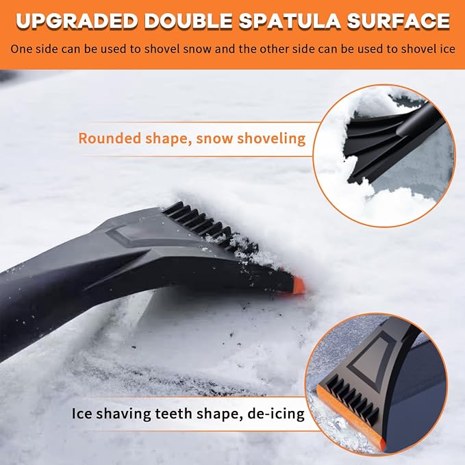 32'' Snow Brush - Detachable Ice Scraper for Car Windshield with Ergonomic Foam Grip for Snow Removal, Aluminum Car Snow Scraper and Brush for Cars, Trucks, SUVs (Heavy Duty ABS)