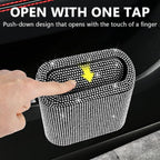 Car Trash Can with Lid, Bling Crystal Mini Vehicle Trash Bin Car Dustbin Garbage Organizer, Automotive Garbage Can Bin Trash Container for Auto Cars, Home, Office - White …