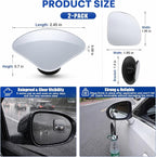 Blind Spot Mirrors 2 Pack, HD Glass Frameless Convex Side Mirror, Wide Angle Adjustable Stick On Blindspot Mirror for Car SUV Trucks, Universal Rear View Mirror Accessories, Sector