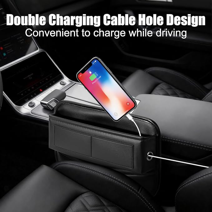 Car Seat Gap Filler Organizer, Universal Premium Leather Car Gap Filler with Card Slots for Front Seat Between Car Seat and Console Hold Phone, Sunglasses, Keys, fit for Car Suv Truck (2)