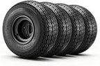 Golf Cart Wheels, 8" 18x8.50-8 Black Steel Golf Cart Tires and Wheels Combo (Set of 4) Fit Club Car, EZGO, Yamaha, 4 Ply Rubber 4-Lug Lawn Mower Tires & Rims Assembly, 800 lbs Load, All-Terrain