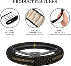 Camo American Flag Neoprene Steering Wheel Cover for Men Women Anti-Slip Elastic Steering Wheel Protective Cover 15in Universal Car Accessories Fit Cars, SUVs, Auto