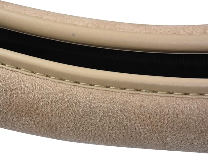 Car Steering Wheel Cover,14.5-15 Inch Beige Faux Suede Universal Memory Foam Auto Steering Wheel Covers Breathable Anti-Slip Odorless Steering Wheels Accessories for Men Women