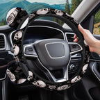 Rose Skull Steering Wheel Cover, Non Slip Polyester Car Wheel Protector for Car SUV Truck, Universal 15 Inch
