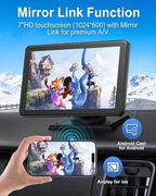Carplay Screen for Car, Upgrade 7" HD Wireless Apple Carplay & Android Auto Touchscreen- Car Play Screen Stereo with Backup Camera, Mirror Link/Voice Control/Music Play/GPS Navigation -for All Vehicle