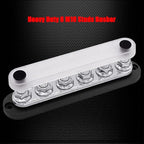 6 x M10 (3/8") Studs Power Distribution Block Bus Bar 12V, 7" HD 300A Marine BusBar Battery Distribution Block W/Cover for Car Boat Solar (Black)