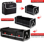 Car Trunk Organizer for SUV, 25Gal Large Capacity No-Sag Heavy Duty, Foldable Waterproof Anti-Slip Storage with 12 Pockets, Fit Sedan,Truck,Universal Car Accessories, Black, 3 Compart, Large