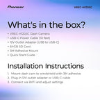 VREC-H120SC Compact Dash Camera – Discreet 1.5K Resolution Front Dash Cam for Cars with Impact Detection, 120 Degree Wide Angle Coverage, Built-in WiFi, Companion App, USB-C Easy Install