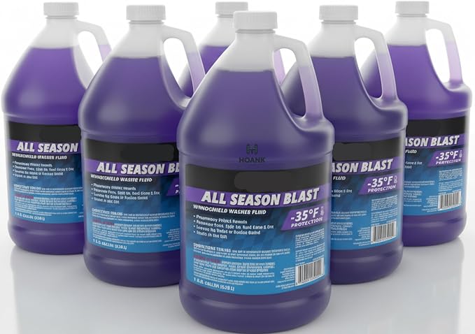(6 Gallons) - All Season Blast Windshield Washer Fluid, -35°F Protection, Purple, 1 Gallon Jug, Ready to Use (6 GALLONS, Purple All Season Blast -35°F)