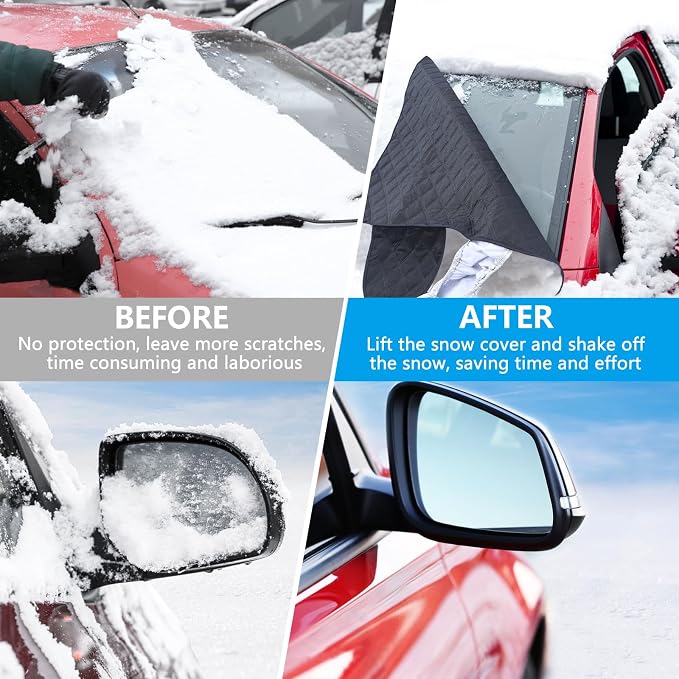 Magnetic Car Windshield Cover for Ice and Snow 4 Layers Automotive Windshield Snow Covers 9 Magnetic Anti Frost Guard for Most Cars SUVs Trucks Pickup (65"x50")