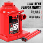 30 tons / 60000 lbs Lifting Automotive Welded Hydraulic Bottle Jack for Repair Vehicle, Pickup, Truck, w/Manual Handle, Red,TOOLS-00364