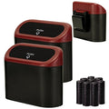 Mini Car Trash Can with Lid, Small Car Garbage Can, Cute Leakproof ABS Car Trash Bin, Car Accessories for Interior, Garbage Bin for Car, Home, Office with 120pcs Trash Bags Black/Red