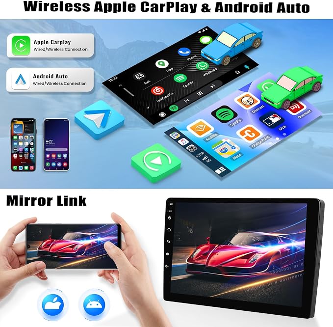 2+64G Android 15 Car Radio Stereo for Ford Fusion Mondeo 2013-2019 with Wireless CarPlay Android Auto, 9" Touchscreen in Dash GPS Radio with WiFi Mirror Link Bluetooth FM RDS EQ SWC Backup Camera