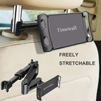 Car Headrest Tablet Phone Mount, Black, 5-11" | Backseat Universal Cell Phone Holder, 360 Swivel Rotating, Angle Adjustable Stretchable