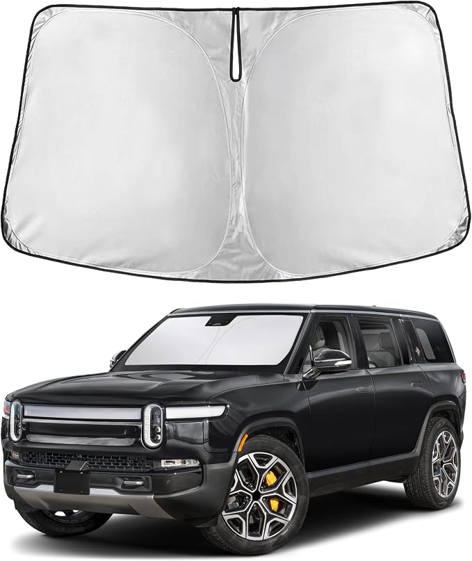 Windshield Sunshade Compatible for Rivian R1S / R1T 2022-2024 2025 2026, Sun Visor for Front Windshield & Window Sun Shade Cover, UV Heat Blocker & Protector, Car Accessories