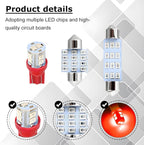 24PCS LED Interior Car Lights, T10 31mm 41mm Dome Bulb Kit, Red | 194 168 2825 DE3175 578 sockets, alloy PCB, output for map trunk license tag, plug in, automotive accessories