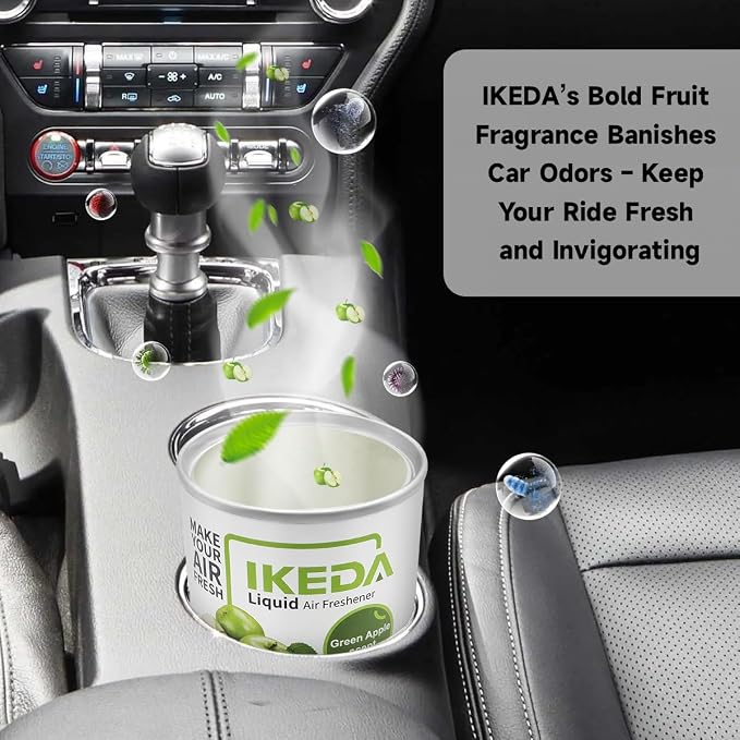 Car Air Freshener: Green Apple Scent Liquid Cans | Odor Elimination | Smoke Smell Remover | Strong Long-Lasting Fragrance | For Auto Home | 4.23 oz | 1 pack