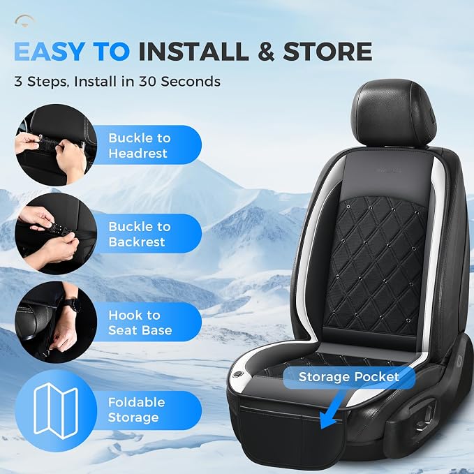 Coverado Cooling Car Seat Cover, 12V-24V Ventilated Front Seat Cushion for Car, 3-Speed Adjustable Seat Cover for Summer Driving Seat, Universal Fit for Car SUV Truck Van