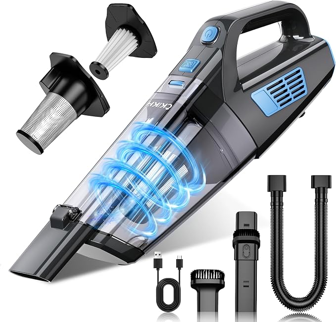 Handheld Vacuum Cordless, 15000PA Strong Suction Hand Held Car Vacuum Cleaner Portable with Multi-Nozzles & Washable Filter, Lightweight Rechargeable Vacuum Cleaner for Home, Car, Office, Pets