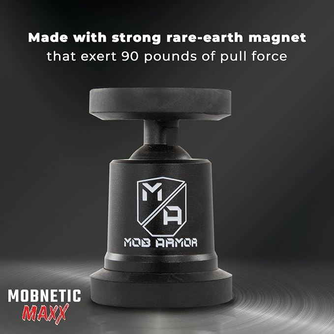 MobNetic Maxx - USA Assembled Magnetic Phone Holder for Car, Magnetic Car Phone Mount, 90-Degree Tilt, 360-Degree Rotation, Aluminum Metal, Compatible with iPhone & Android - Red