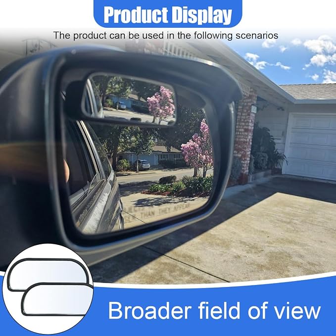2PCS Blind Spot Car Mirrors, HD Shatterproof Glass Wide Angle Convex Side Mirror, Up&Down Adjustable, Framed Car Auxiliary Rearview Mirror for Cars SUV Truck Motorcycle & Parking(Rectangular)