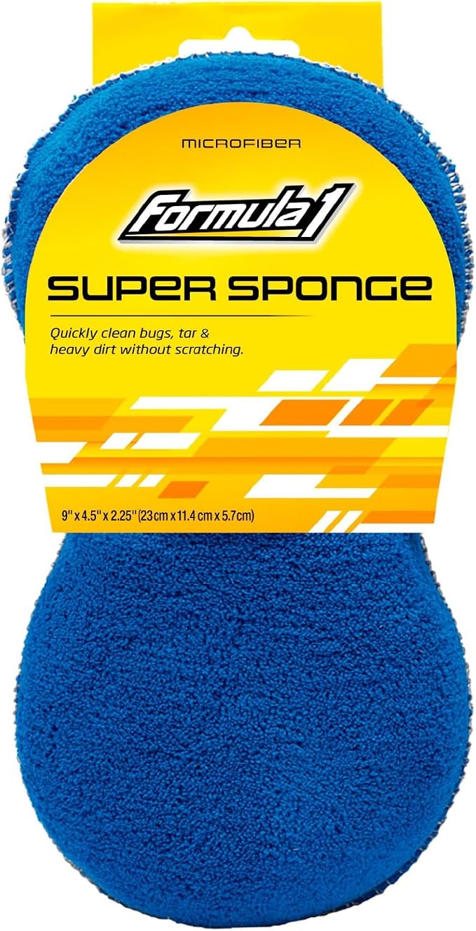 Super Car Wash Sponge Two-Sided Microfiber Sponge with Mesh Scrubber Side Intense Clean Durable & Effective Car Cleaning Supplies