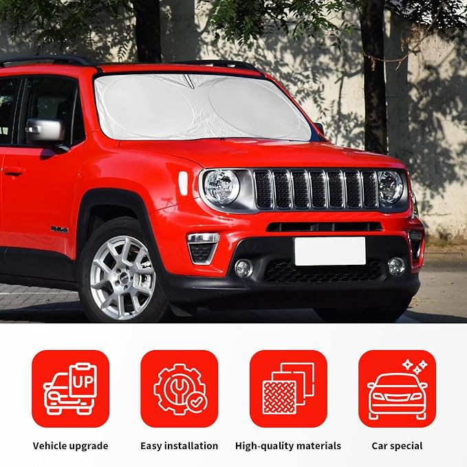 for Jeep Patriot Windshield Sun Shade for Jeep Renegade SUV 2015-2024 2025, Front Foldable Sunshade for 2017 Jeep Patriot SUV Car Sun Visor Cover Blocks UV Rays Keep Your Car Cooler