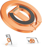 Magnetic Phone Ring for MagSafe Dual-Sided Magnetic Phone Grip Magnet Phone Stand Grip Compatible with iPhone 17/16/15/14/13 Pro Max Plus Mag Safe Accessory for Car Mounts (Orange)
