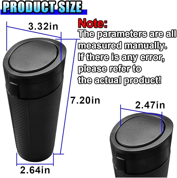 Car Trash Can Bin with Lid, Leakproof Automotive Side Door Garbage Can, Mini Vehicle Cup Holder Trash Bin, Portable Auto Organizers & Storage Accessories for Car, Home, Office (1PC/Black)