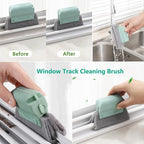 Small Window Track Cleaning Kit, 20Pcs Multi-Purpose Household Cleaning Tools with Squeegee, Detail Brush & Reusable Microfiber Pads for Sliding Door, Glass, Bathroom Mirror, Auto Windshield