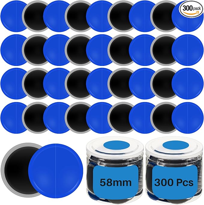 300 Pcs Heavy Duty Tire Patches Radial Patch Round Cold Tyre Puncture Tool Kit for Car Truck Motorcycle Automobile Bike Inner Tire (58 mm)