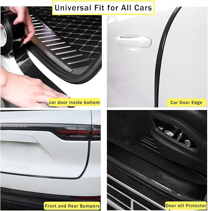 Rear Bumper Protector Guard Scratch Cover Protector Paint Threshold Guard,Front Rear Door Entry Sill Guard Scuff Plate Car Door Entry Guards for Most Cars,2.7in9.8ft(7cm3m) Black