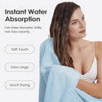 Microfiber Bath Towels, Large Bathroom Towel 2 Pack (30" x 60"), Oversized, Soft, Super Absorbent and Fast Drying, Multipurpose Use for Sport, Fitness, Yoga, Diamond Cross Grid Light Blue
