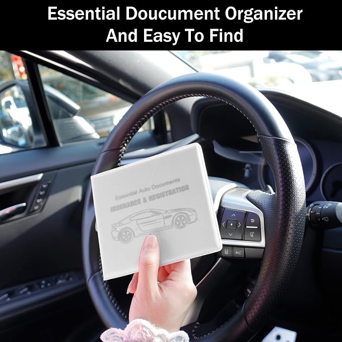 Car Registration & Insurance Card Holder, 2-Pack - White, Waterproof, 4-Compartment, Unisex-Adults Car Organizer