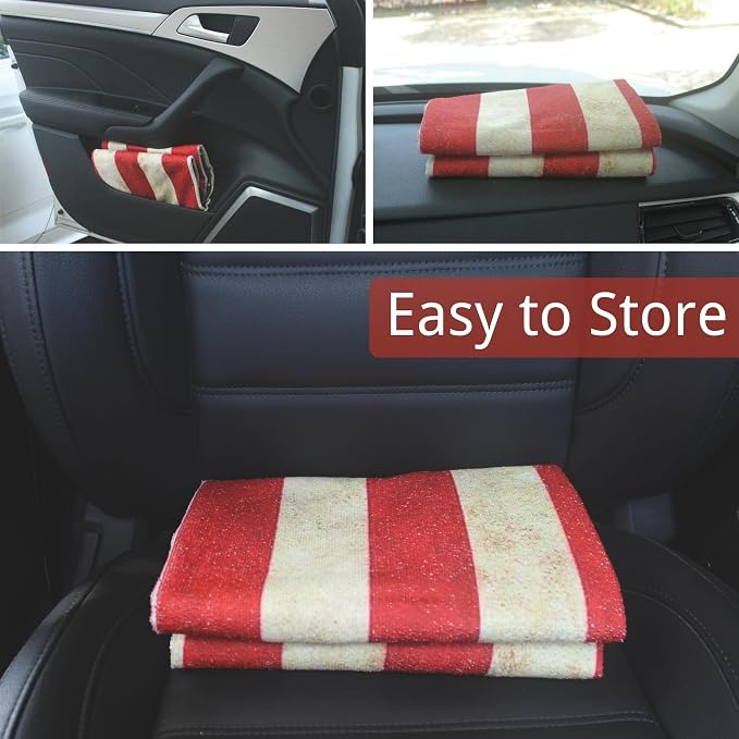 Waterproof Car Seat Cover for Front Seats, Protector for Cars SUVs Trucks, Sweat Towel Seat Covers Bucket for Gym,Workout,Beach,Hiking,Running (American Flag Red, 1PC)