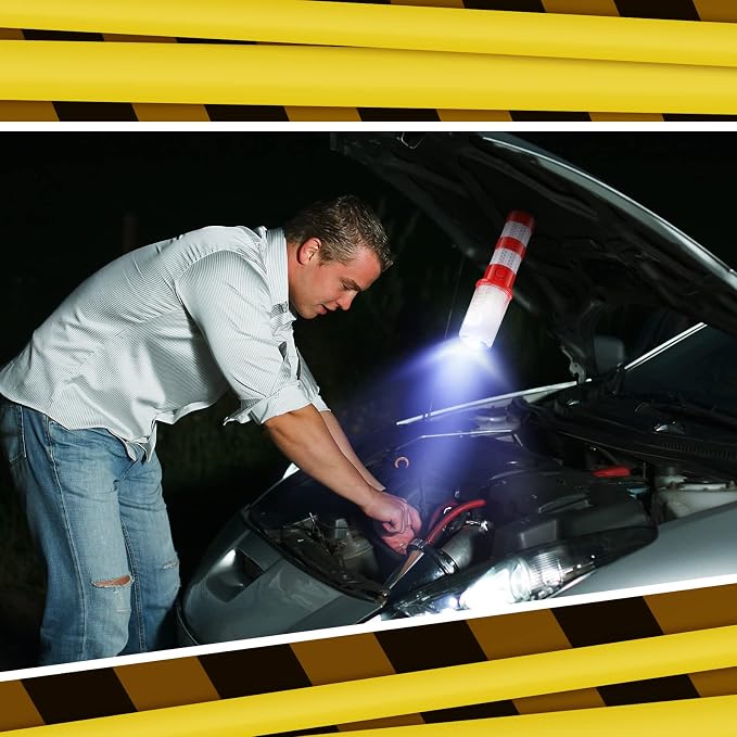 16 Pcs Emergency Roadside Flares Bulk Kit LED Safety Strobe Road Warning Light Bright Red Safety Beacon Strobe Light Roadside Flare Magnetic Base Detachable Stand Vehicle (Batteries Excluded)