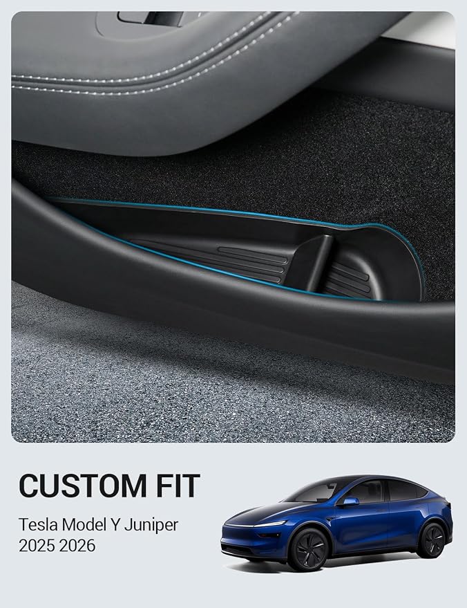 2026 Tesla Model Y Juniper & Model Y L Door Side Storage Box Door Pocket Liner Side Organizer Tray Waterproof TPE Front & Rear Model Y Juniper (Standard/Premium/Performance 2025/2026)