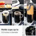 Car Large Cup Holder Expander, 2-in-1 Cupholder Extender with Swivel and Detachable Snack Food Tray Table for Eating, Travel Essentials for Road Trips for Driver. Model B
