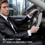 Coverado Car Steering Wheel Cover, Nappa Leather Black & Gray Steering Wheel Covers, Universal 14-15 inch, Anti-Slip, Breathable Steering Wheel Protector for Women Men
