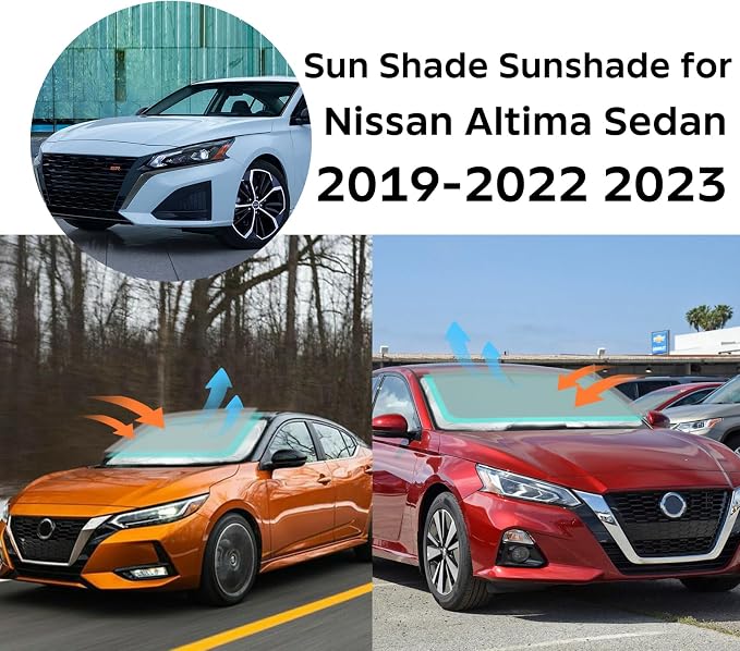 for Altima 2024 Windshield Sun Shade Sunshade for Nissan Altima Sedan 2019-2022 2023 Windshield Cover Front Window Sun Shield Foldable Sun Visor Protector UV Heat Protection Car Accessories